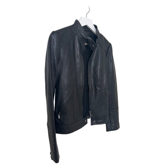 Neiman Marcus Black Leather Moto Jacket - Picture 5 of 14